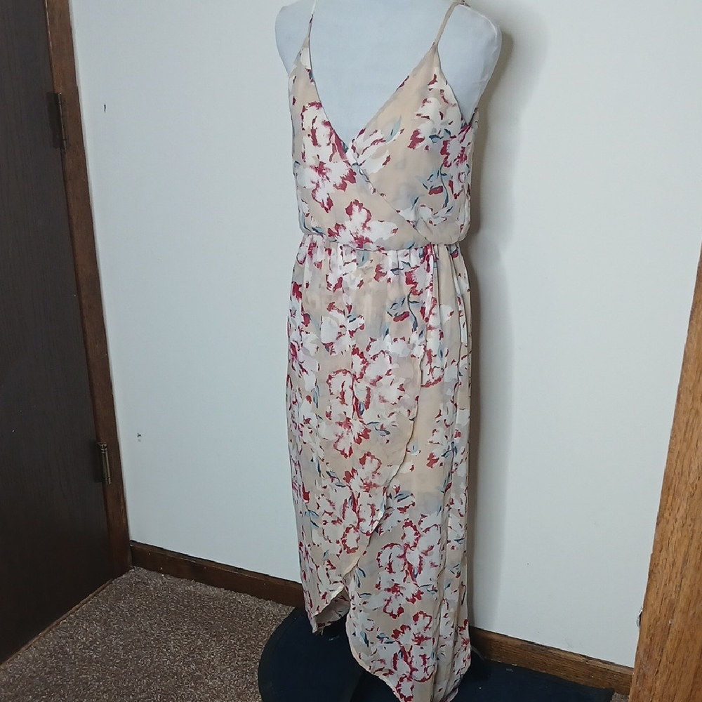 LUSH Floral Wrap High Low Dress Size Small